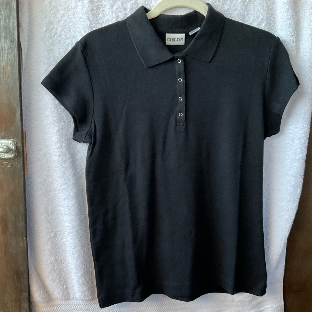 Chico’s Apparel Club Short Sleeve Tee Black; NWT; M/8